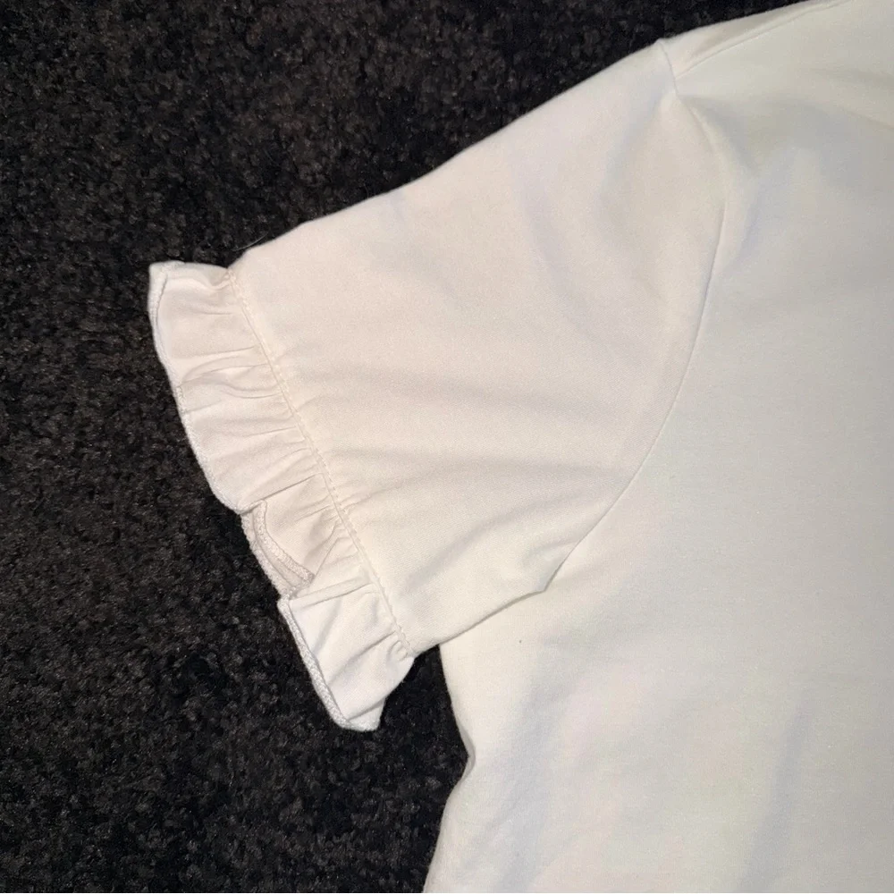 NWOT - White Ruffle Sleeve Tee - Picture 4 of 10